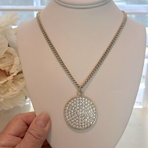 Ann Taylor Vintage Gold Disk with Brilliant Rhinestones on Chunky Gold Chain.EUC